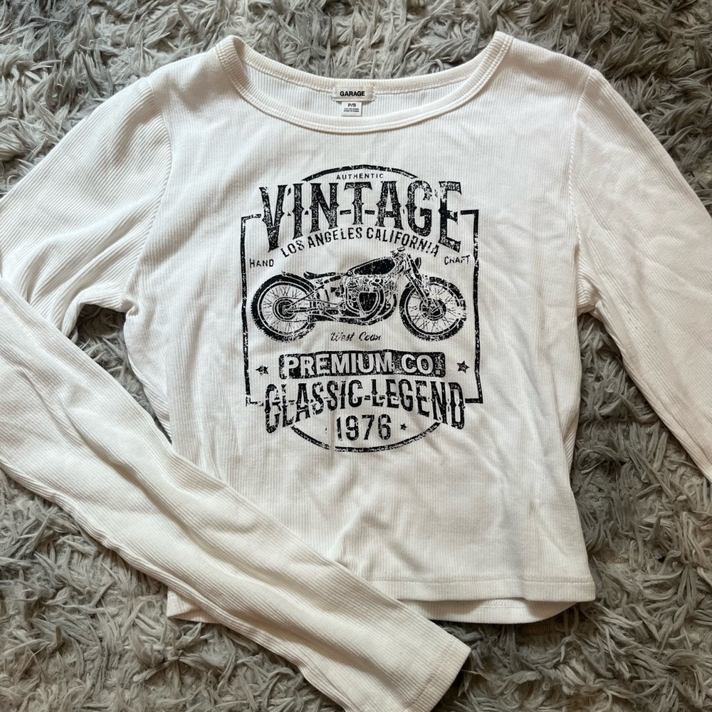 Garage White Graphic Long Sleeve Tee